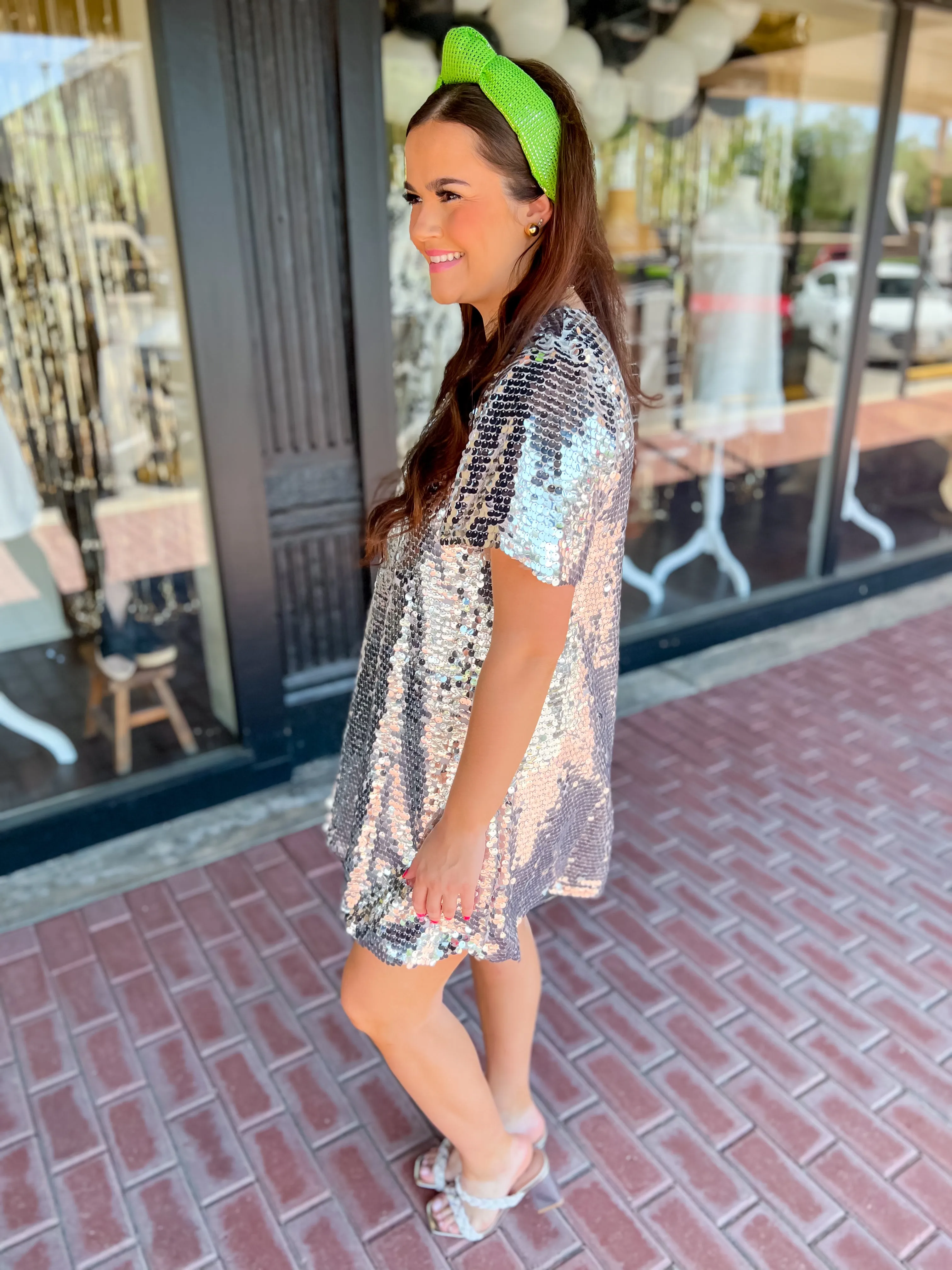 Dreamy Daze Sequin Mini Dress-Silver
