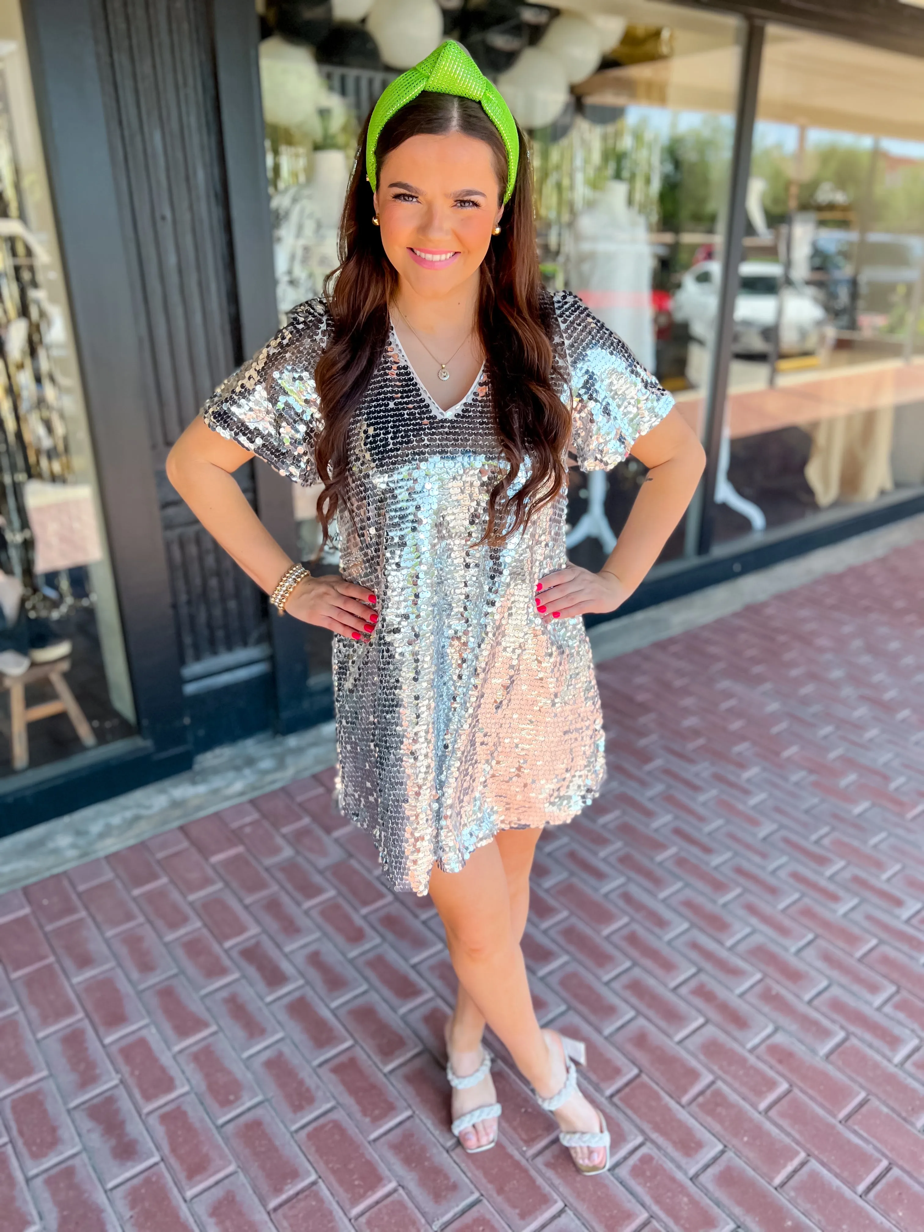 Dreamy Daze Sequin Mini Dress-Silver