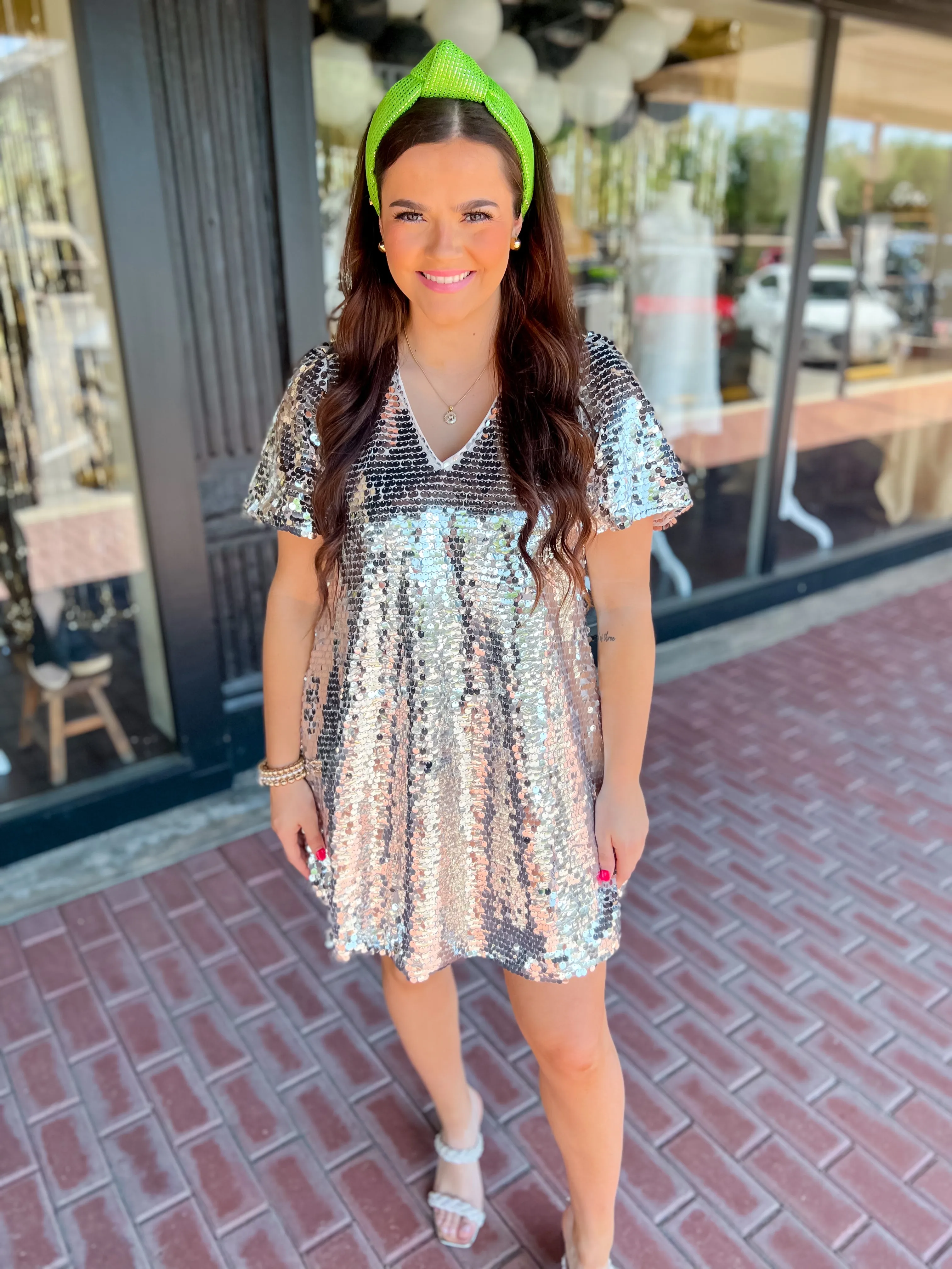 Dreamy Daze Sequin Mini Dress-Silver