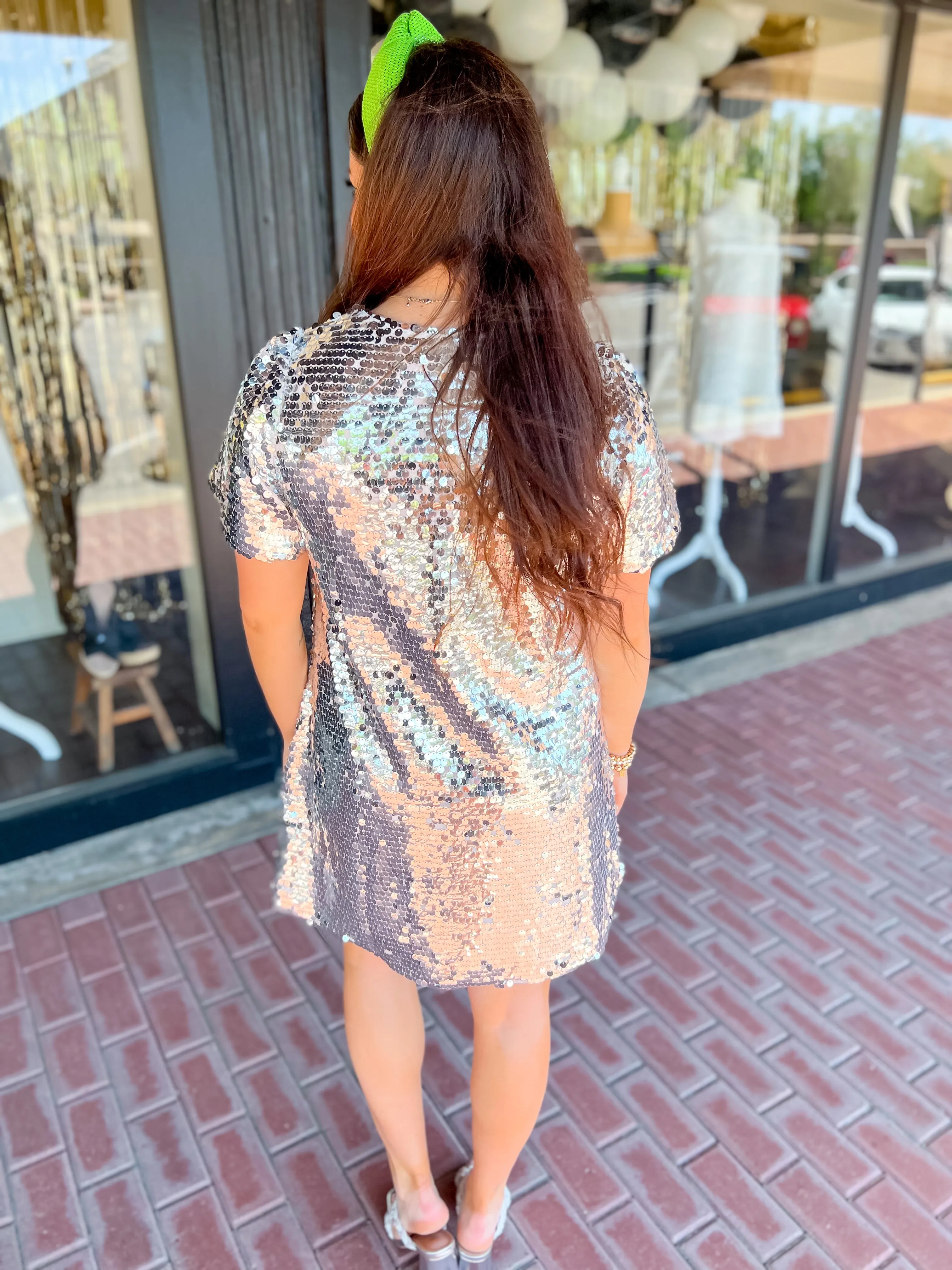 Dreamy Daze Sequin Mini Dress-Silver