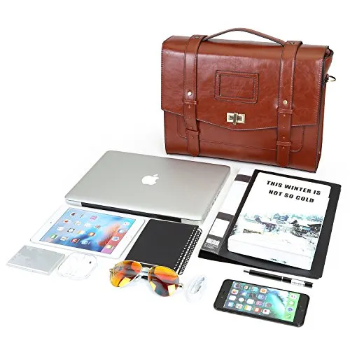Ecosusi Ladies Faux Leather Briefcase Shoulder Laptop Messenger Bags Satchel Bag Cambridge Backpack