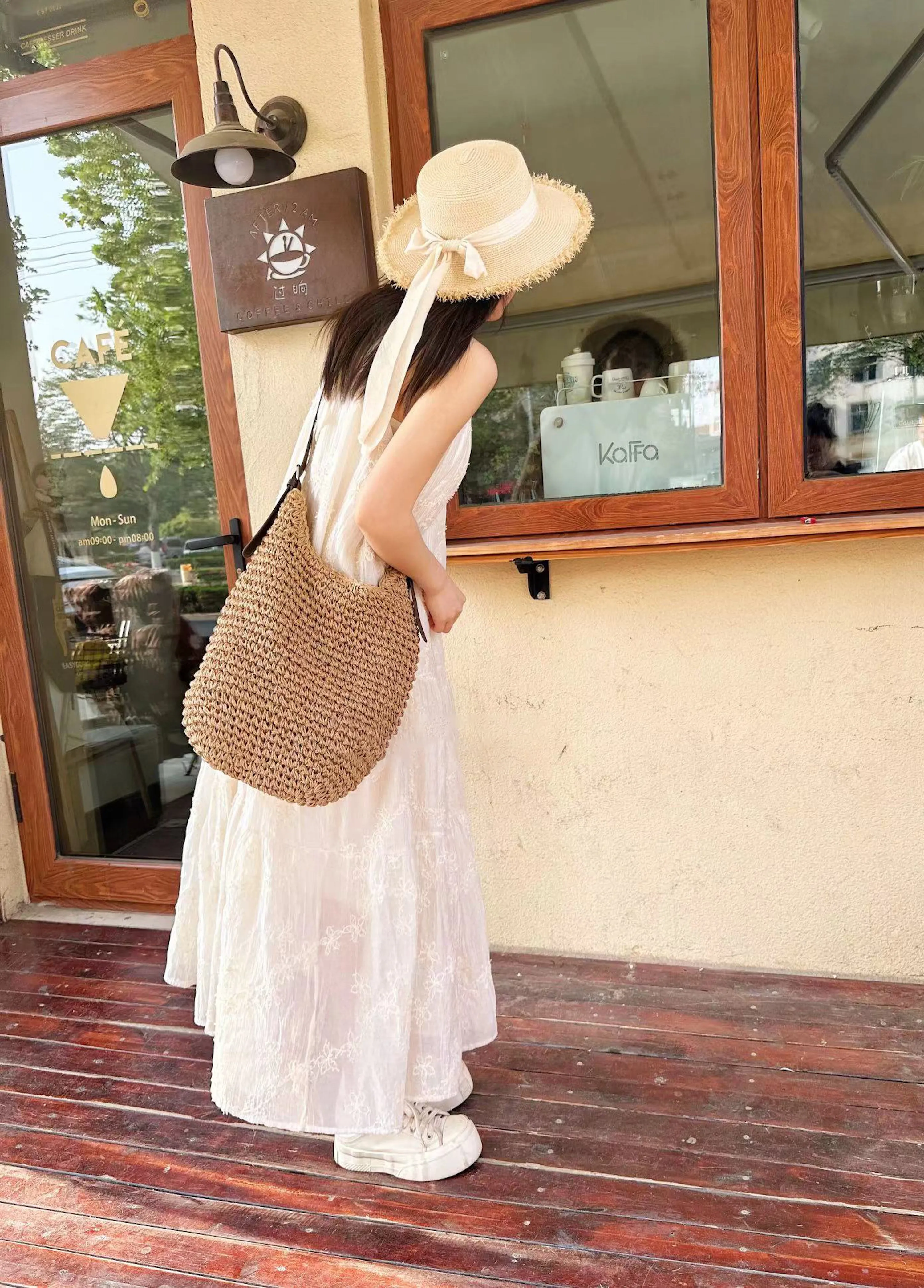 Elena Handbags Beach Straw Woven Tote Bag