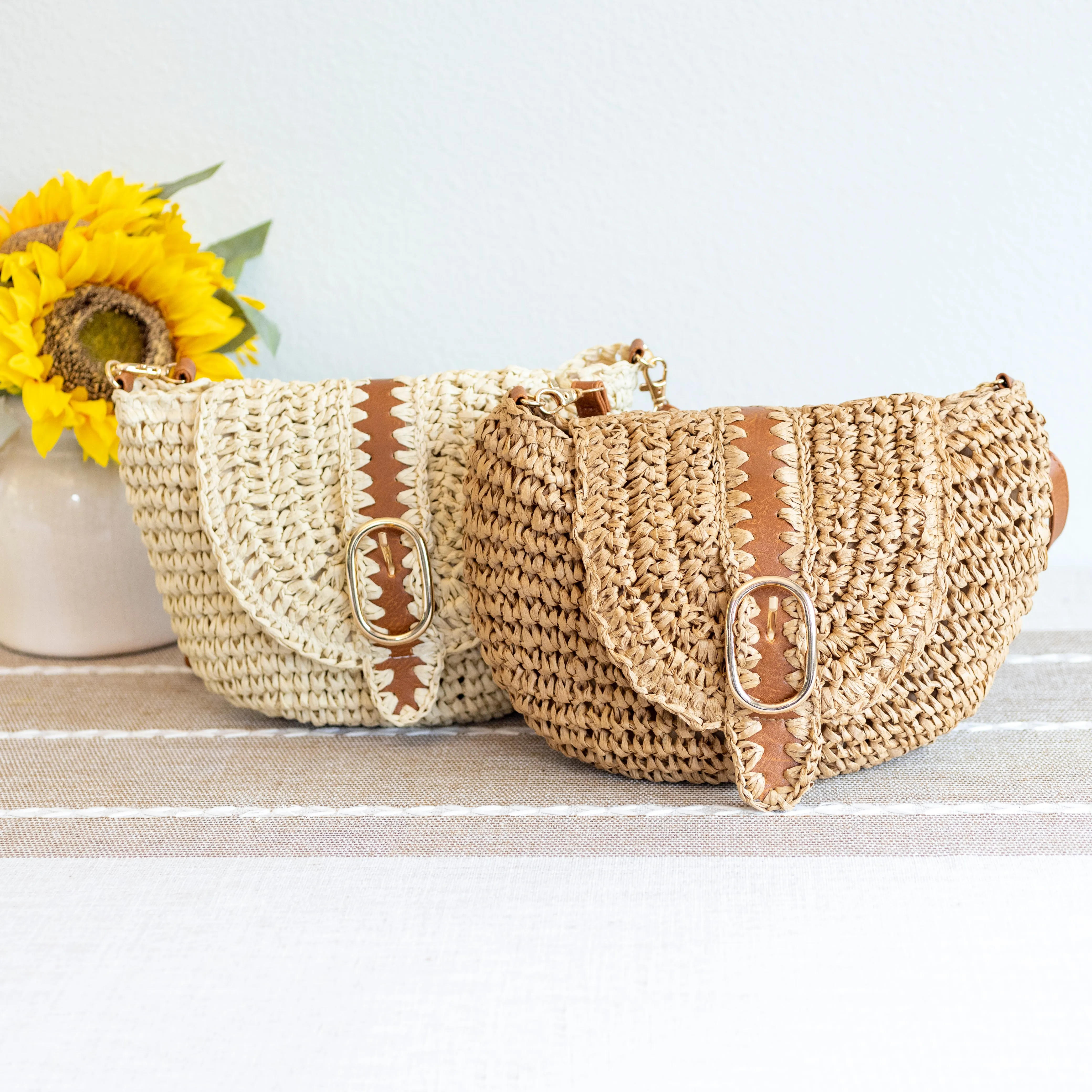 Elena Handbags Straw Woven Crossbody Bag