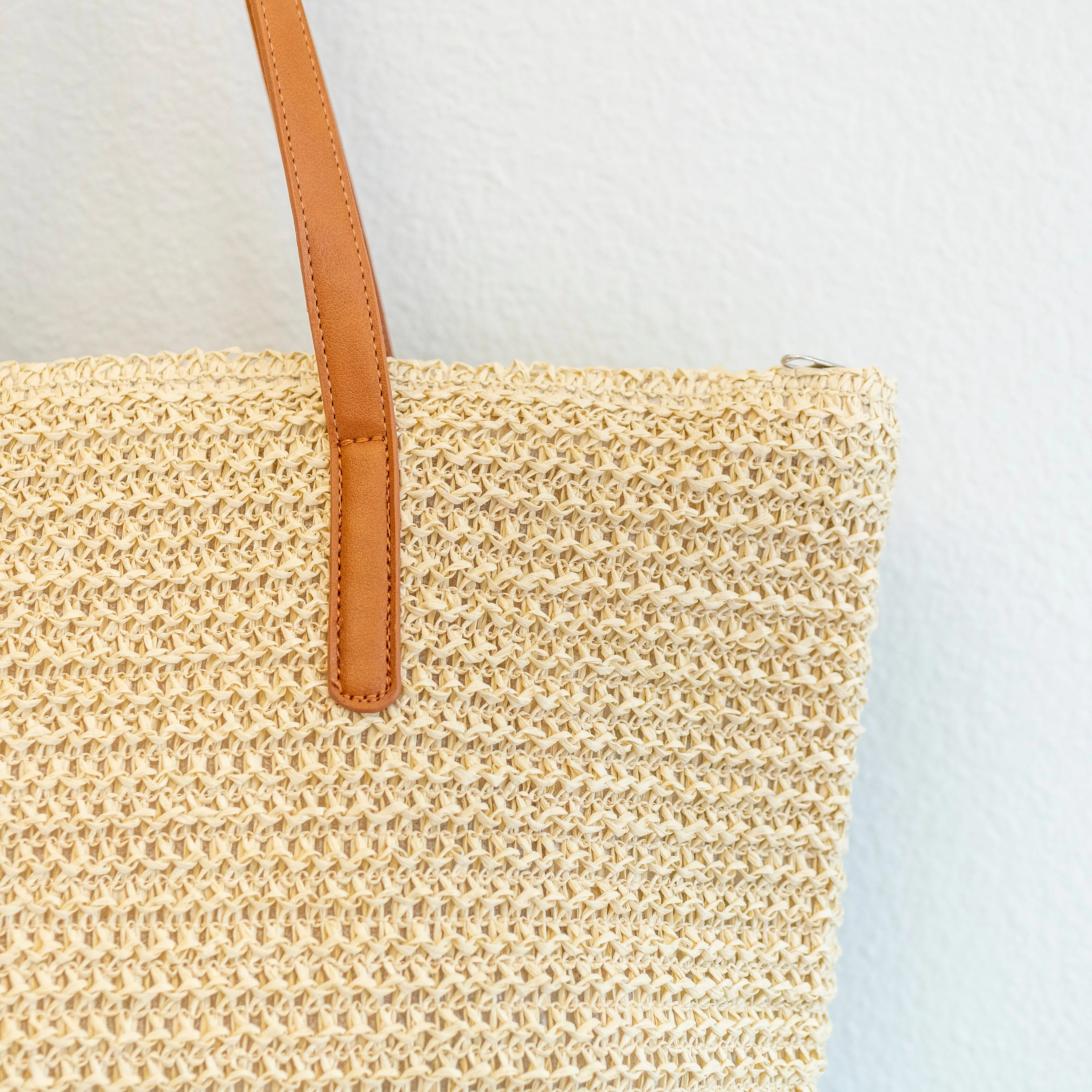 Elena Handbags Striped Large Straw Woven Tote