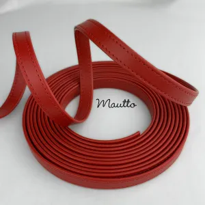 Finished Red Leather Strapping - 1/2 inch (0.5") Wide - for DIY, Leathercrafting, Repair & more