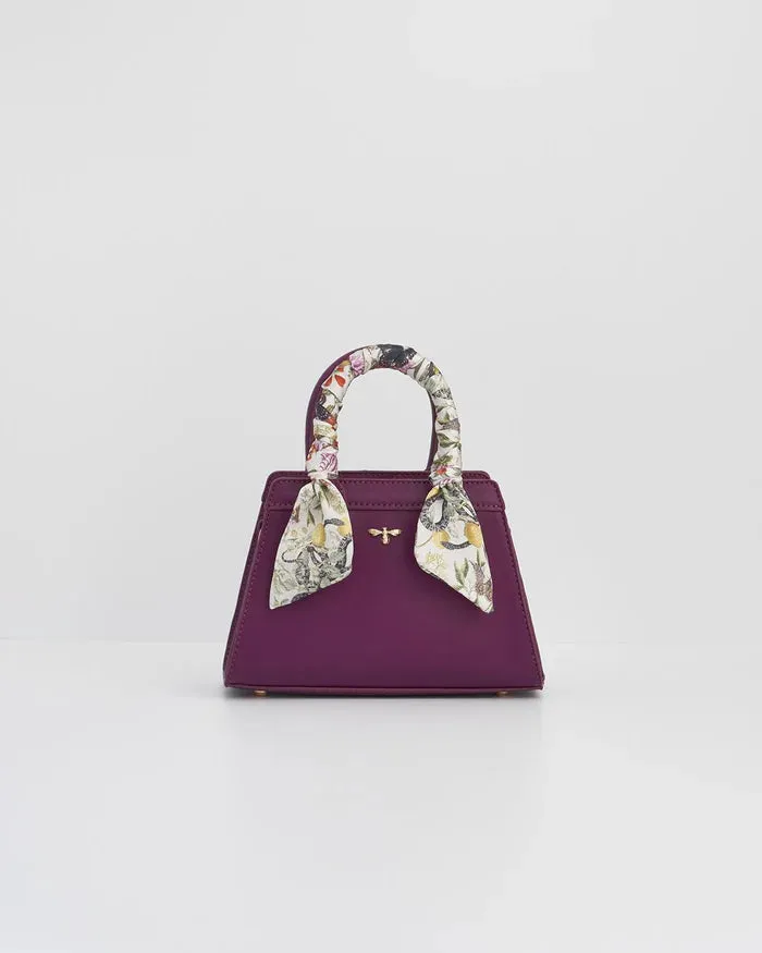 Floral Engravings Mini Plum Tote