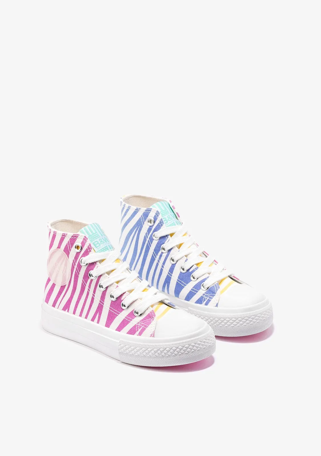 Girl's Zebra Multicolour Solar Hi-Top Sneakers B&W