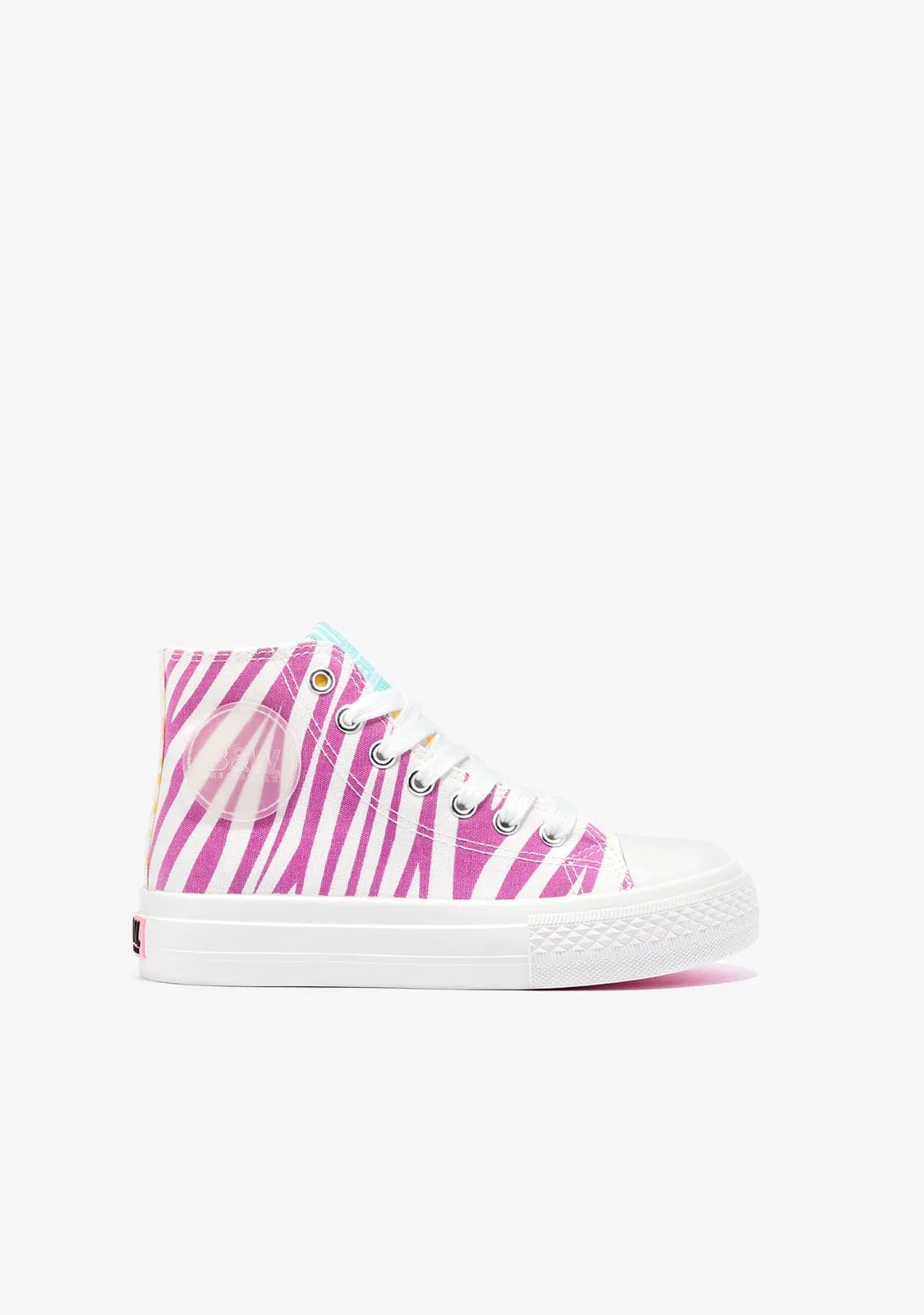 Girl's Zebra Multicolour Solar Hi-Top Sneakers B&W