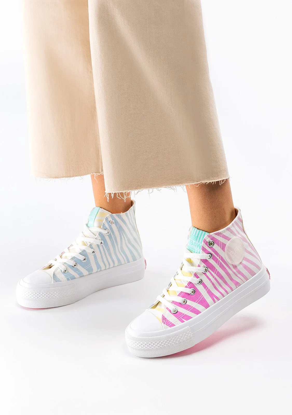 Girl's Zebra Multicolour Solar Hi-Top Sneakers B&W