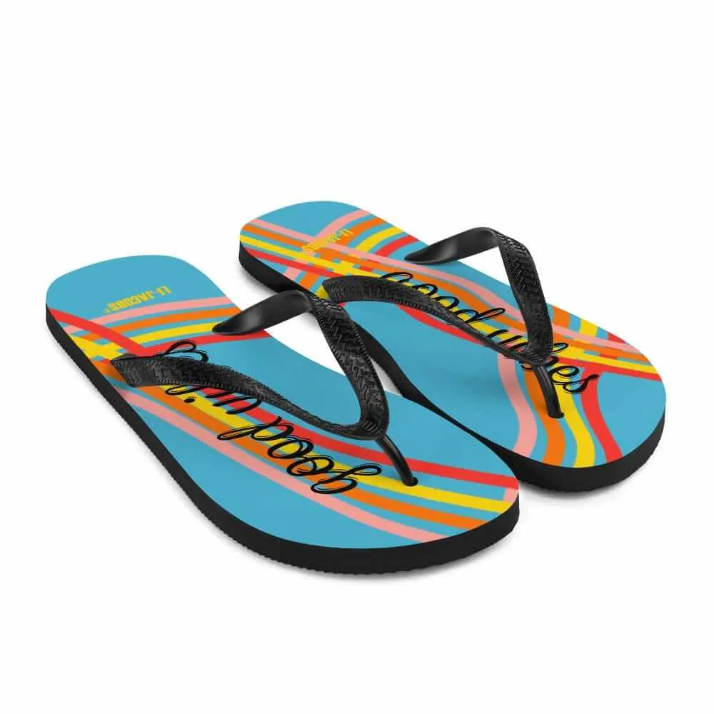 Good Vibes Waves Unisex Flip-Flops Sandals -  Blue
