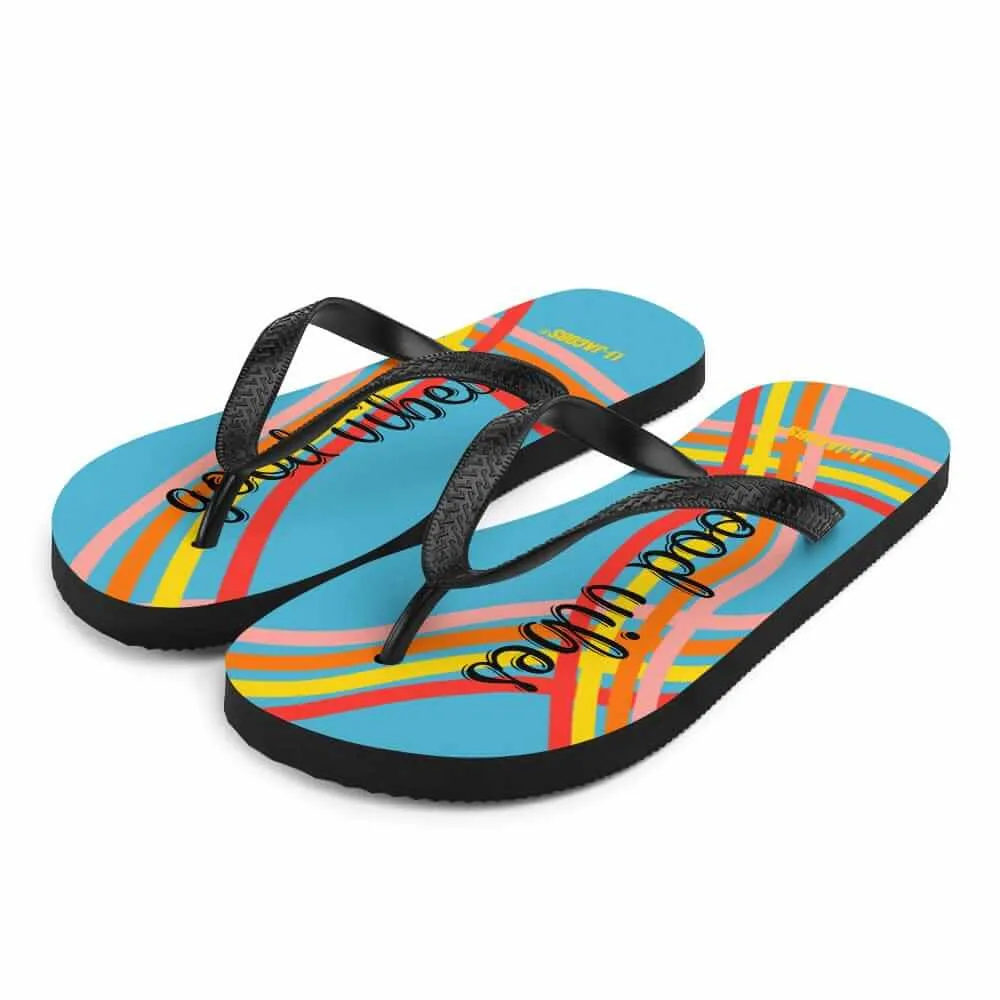 Good Vibes Waves Unisex Flip-Flops Sandals -  Blue