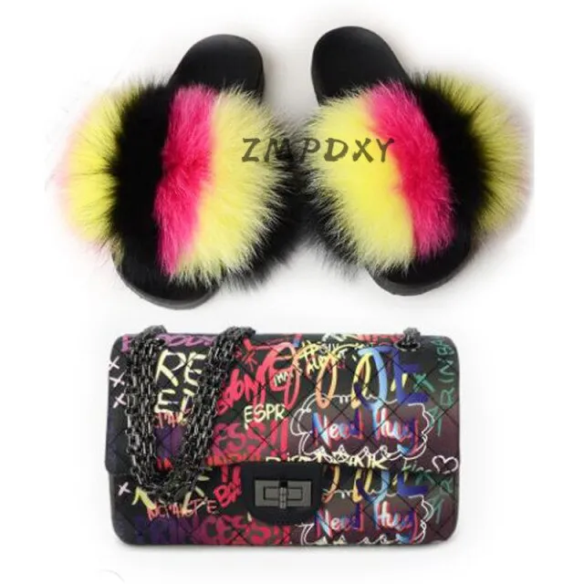 GRAFFITI SET - SLIDES & BAG - STATEMENT SET! MATCHING SHOE