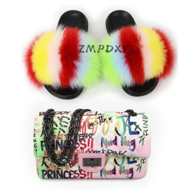GRAFFITI SET - SLIDES & BAG - STATEMENT SET! MATCHING SHOE