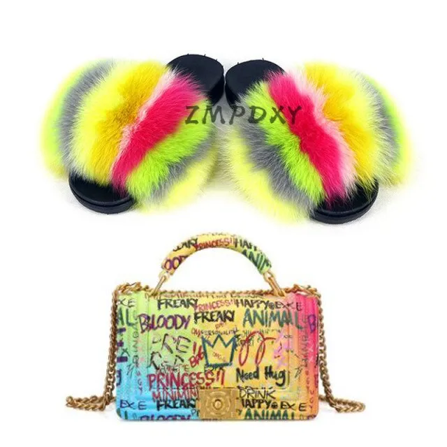 GRAFFITI SET - SLIDES & BAG - STATEMENT SET! MATCHING SHOE