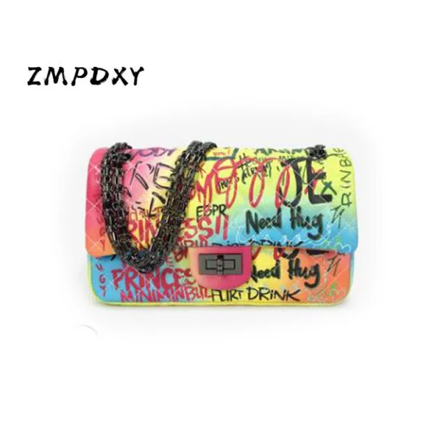 GRAFFITI SET - SLIDES & BAG - STATEMENT SET! MATCHING SHOE