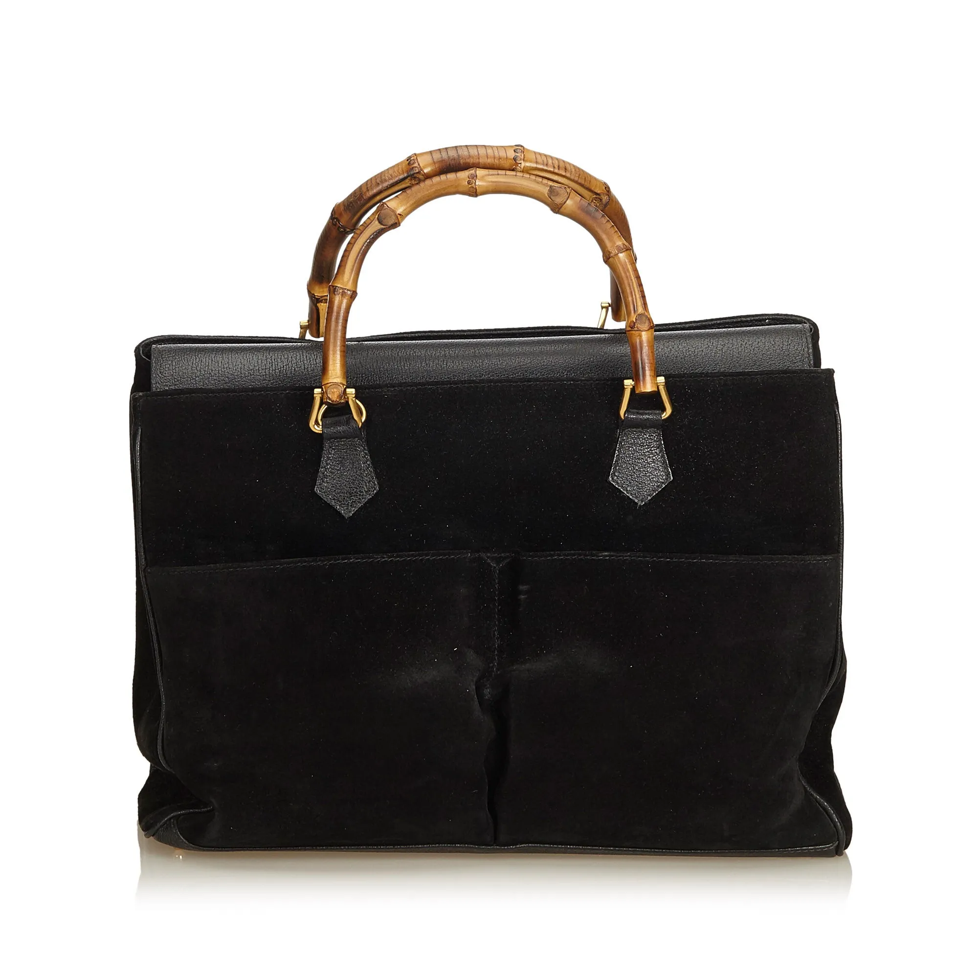 GUCCI BAMBOO SUEDE TOP HANDLE TOTE BAG