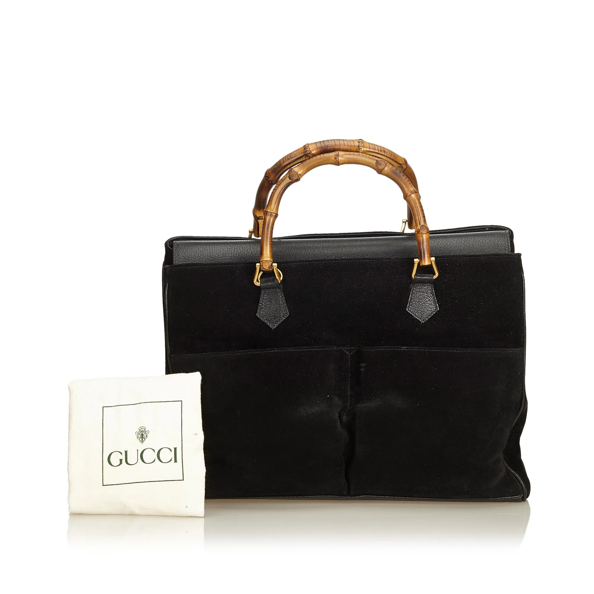 GUCCI BAMBOO SUEDE TOP HANDLE TOTE BAG