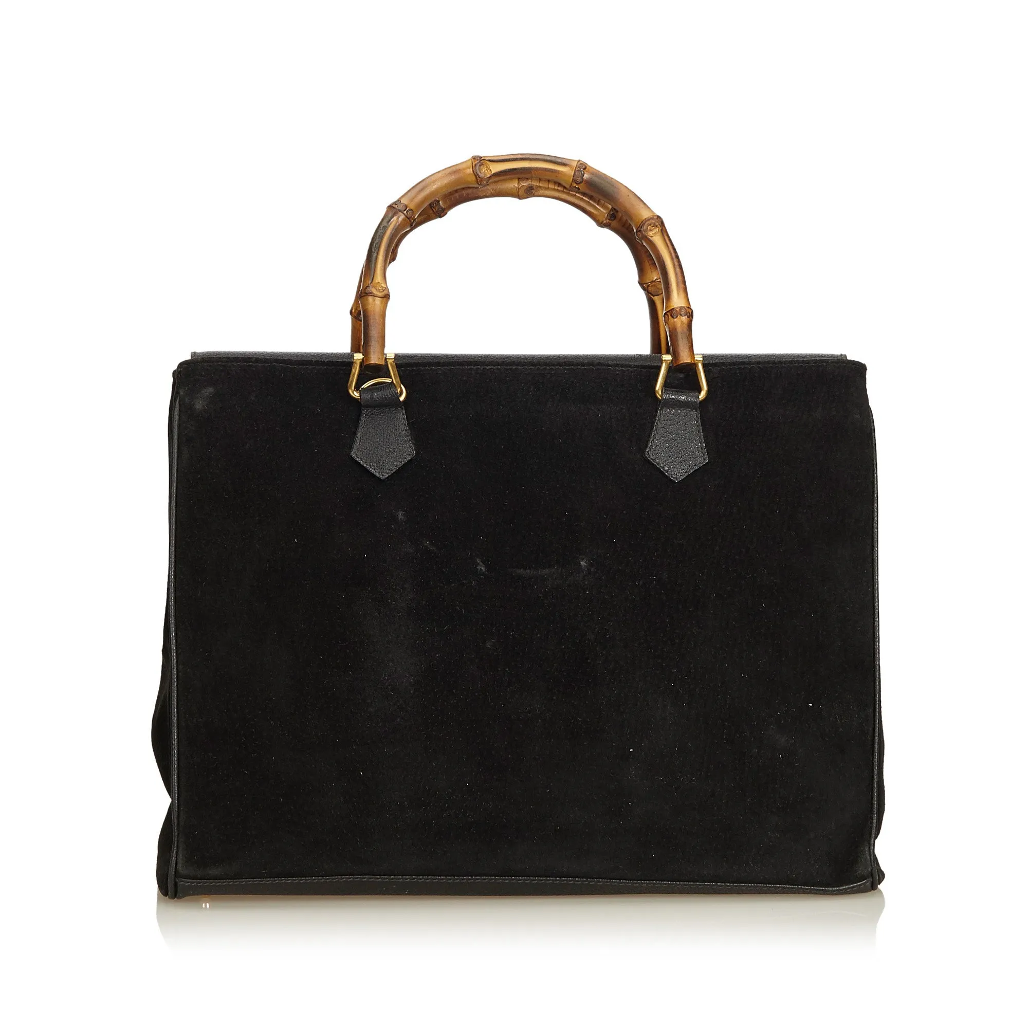 GUCCI BAMBOO SUEDE TOP HANDLE TOTE BAG