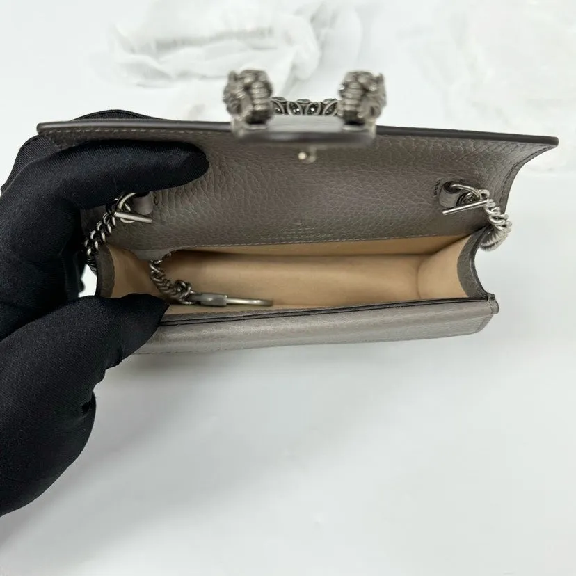 Gucci Dionysus Gray Leather Wallet 16x10cm Full Set