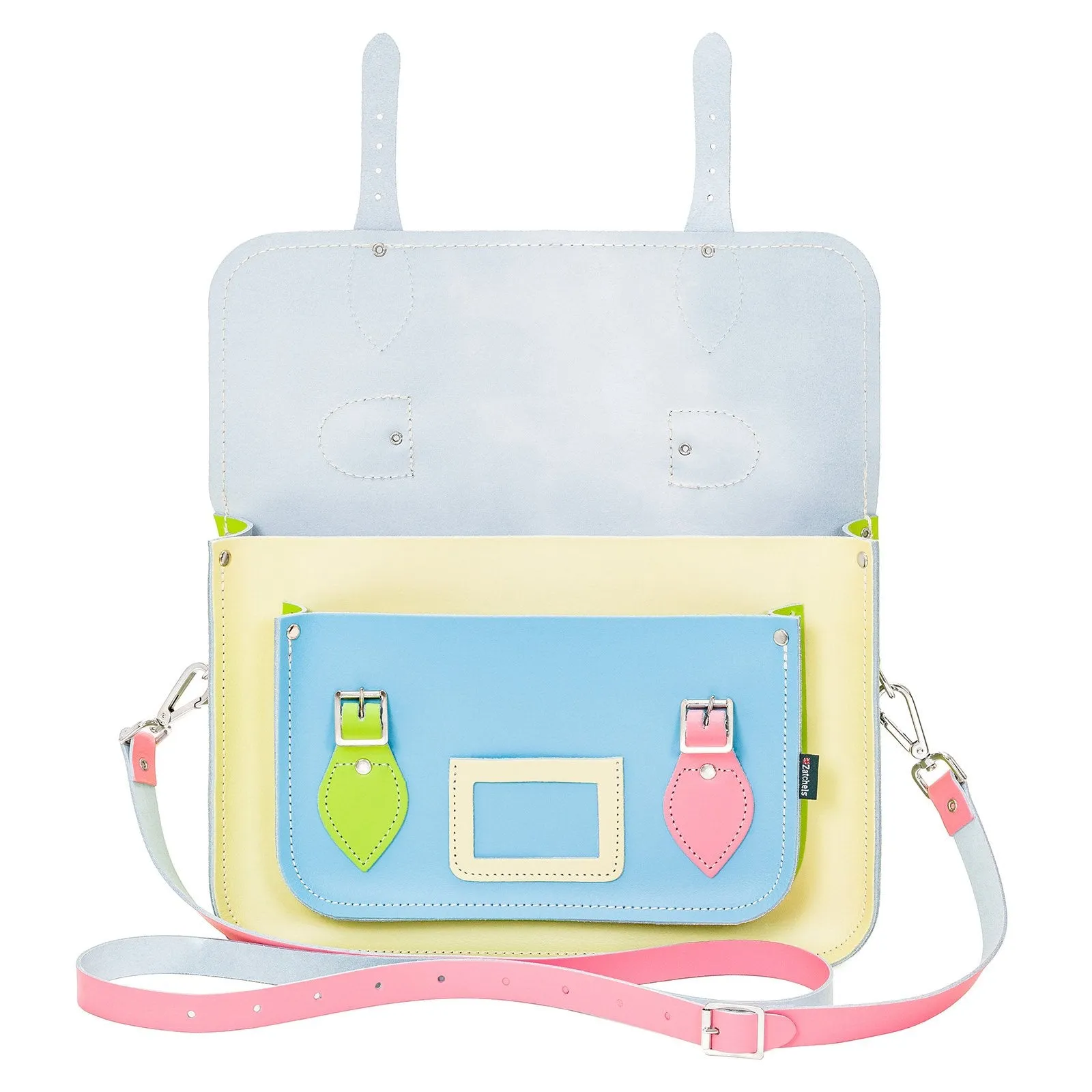 Handmade Leather Satchel - Pastel Kaleidoscope