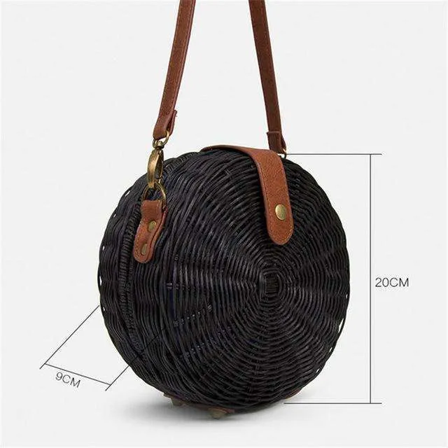 Handwoven Round Straw Bali Purse
