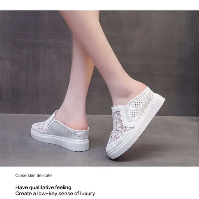 Hidden Wedge Lace Slip-Ons