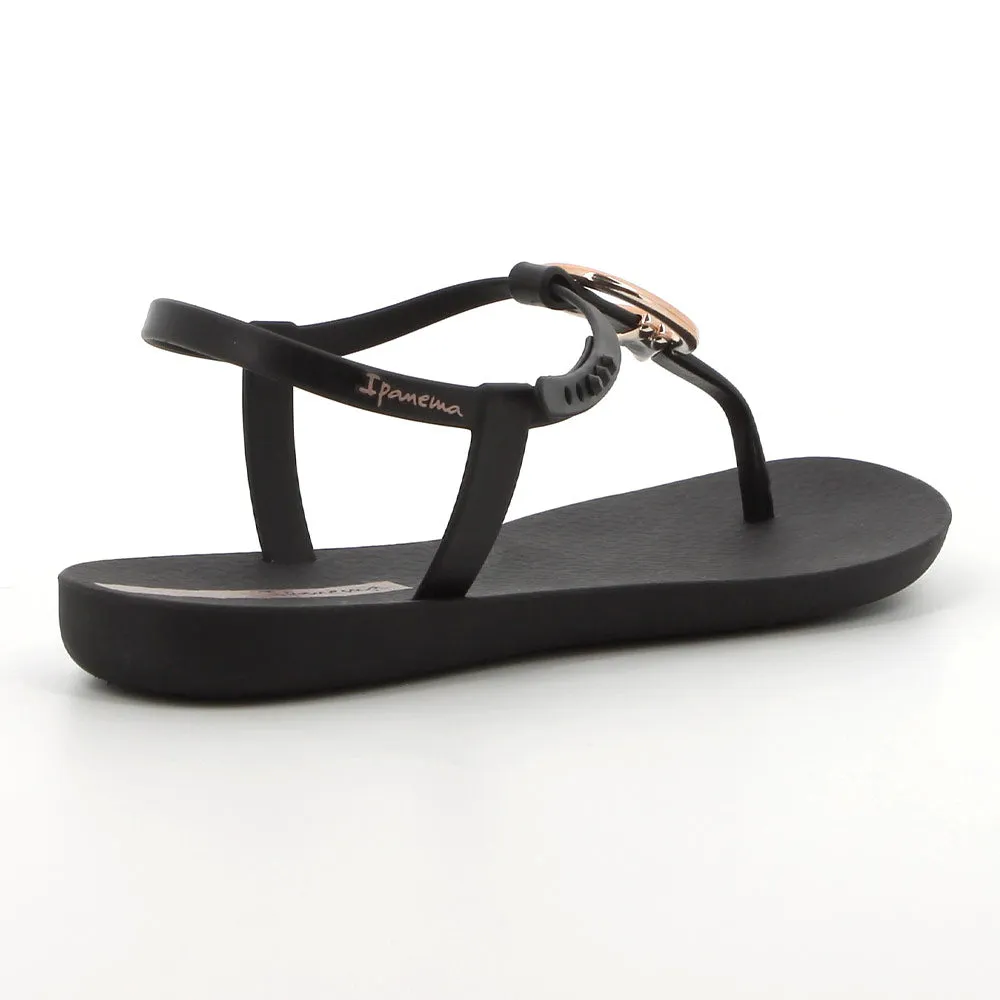 Ipanema Slingback With Gold Trim Sandal  - Black/Gold/Pink