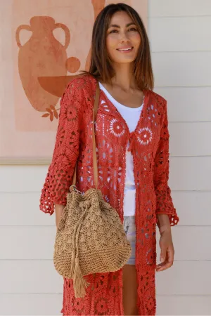 Isabella Woven Cotton Shoulder Tote Bag