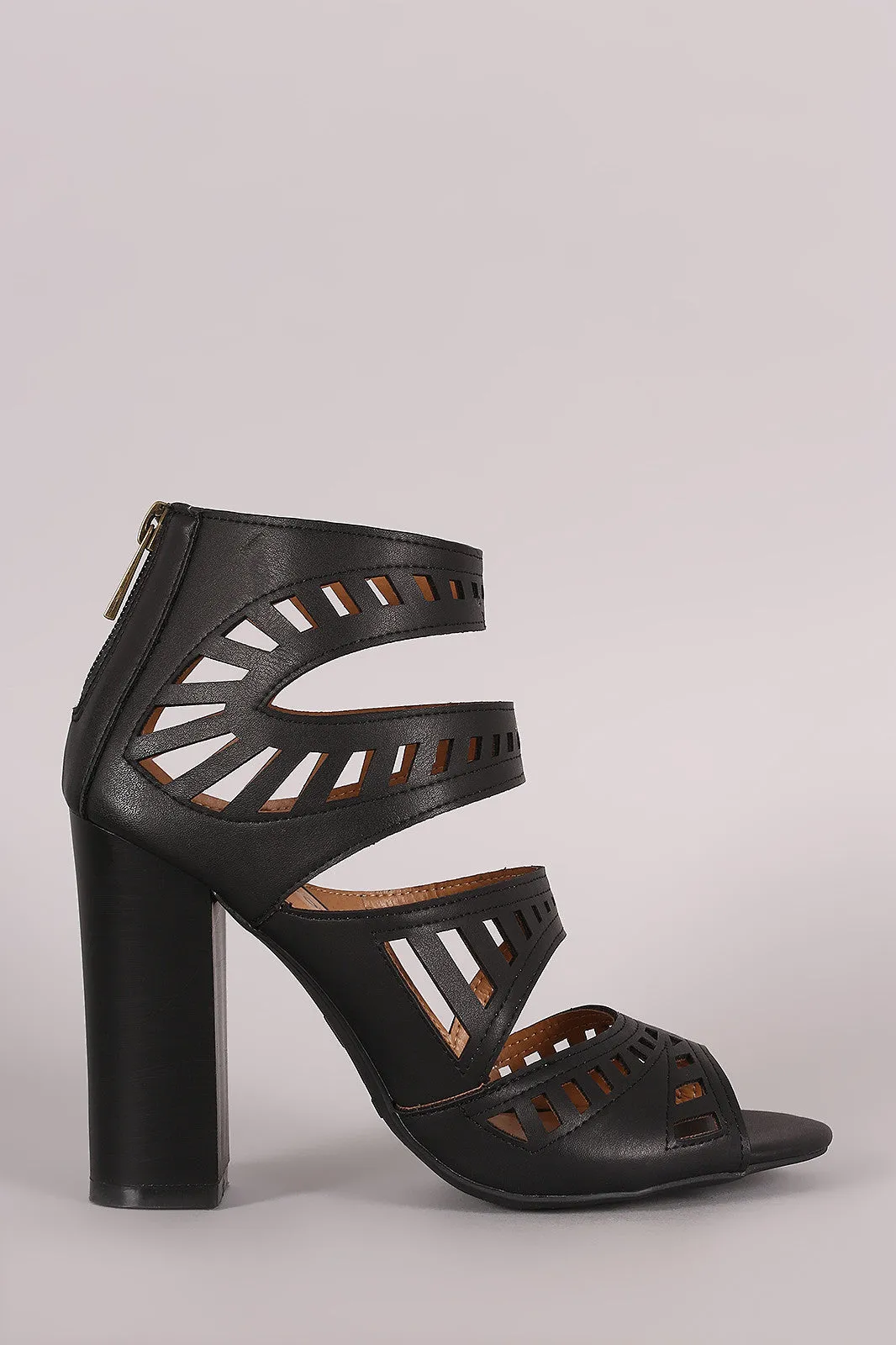 Jodi - Four Strap Cutout Chunky Heel