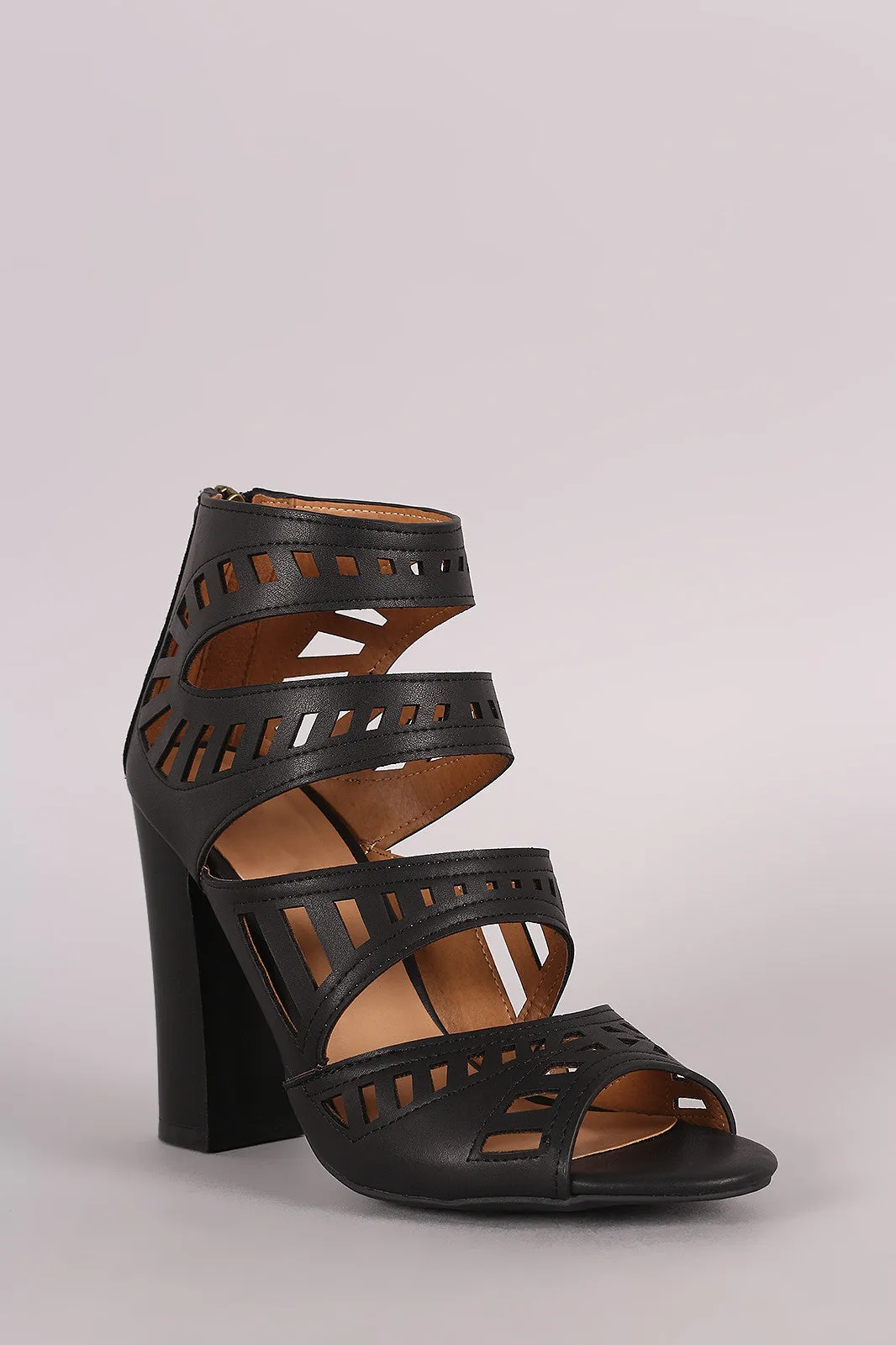 Jodi - Four Strap Cutout Chunky Heel