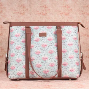 Karur Aquamarine Floral Motif Women's Office Bag