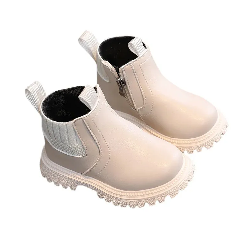 Kids' British Style Leather Boots - Non-Slip