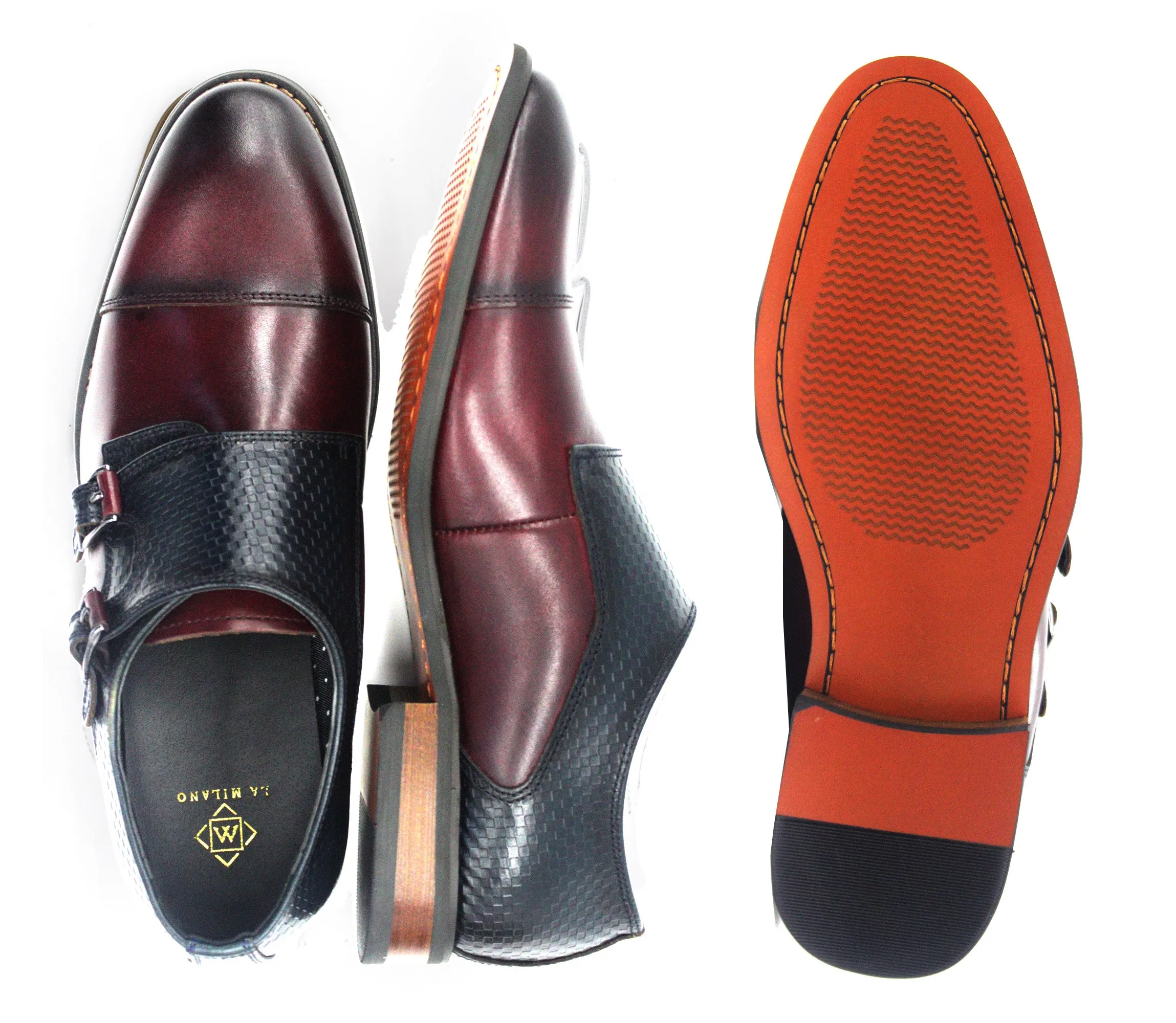 LA MILANO,CAP TOE-SLIP ON-SHOES-A11892-BURG/NAVY