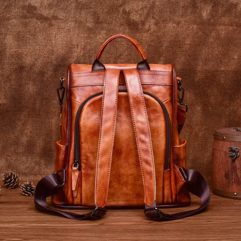 Ladies Black Leather Rucksack Stylish Backpacks For Women