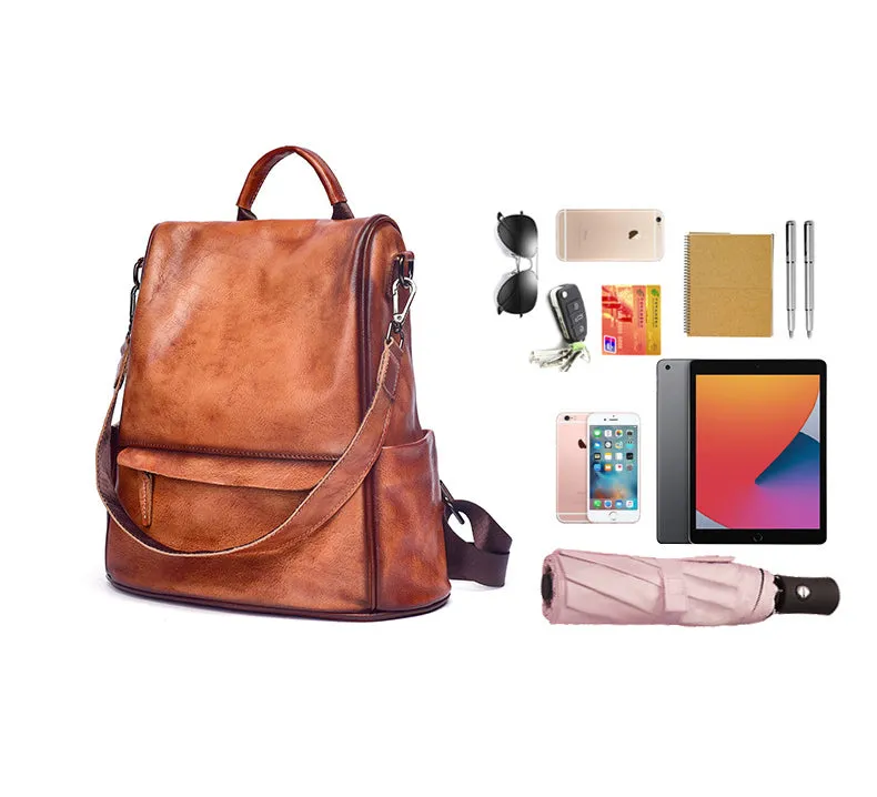 Ladies Black Leather Rucksack Stylish Backpacks For Women