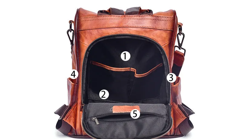 Ladies Black Leather Rucksack Stylish Backpacks For Women