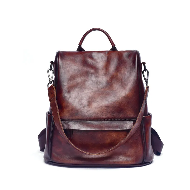 Ladies Black Leather Rucksack Stylish Backpacks For Women