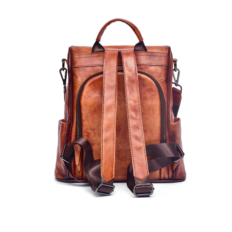 Ladies Black Leather Rucksack Stylish Backpacks For Women