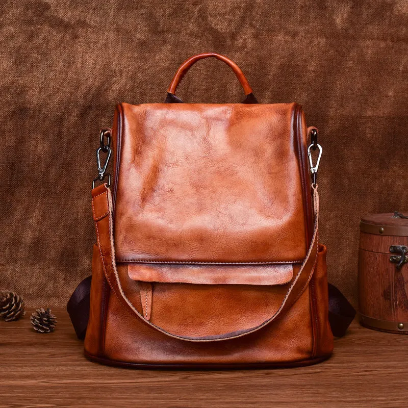 Ladies Black Leather Rucksack Stylish Backpacks For Women