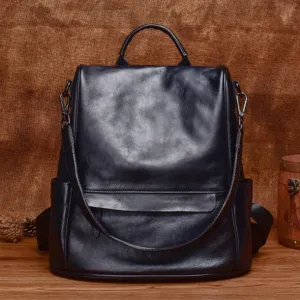 Ladies Black Leather Rucksack Stylish Backpacks For Women