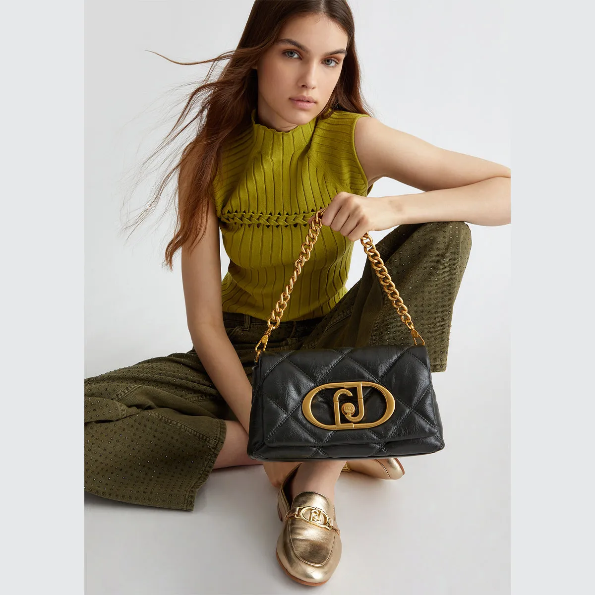 Liu Jo - LaPuffy Matelassé Olive Night Shoulder Bag - AF4148E0426 - OLIVE/NIGHT