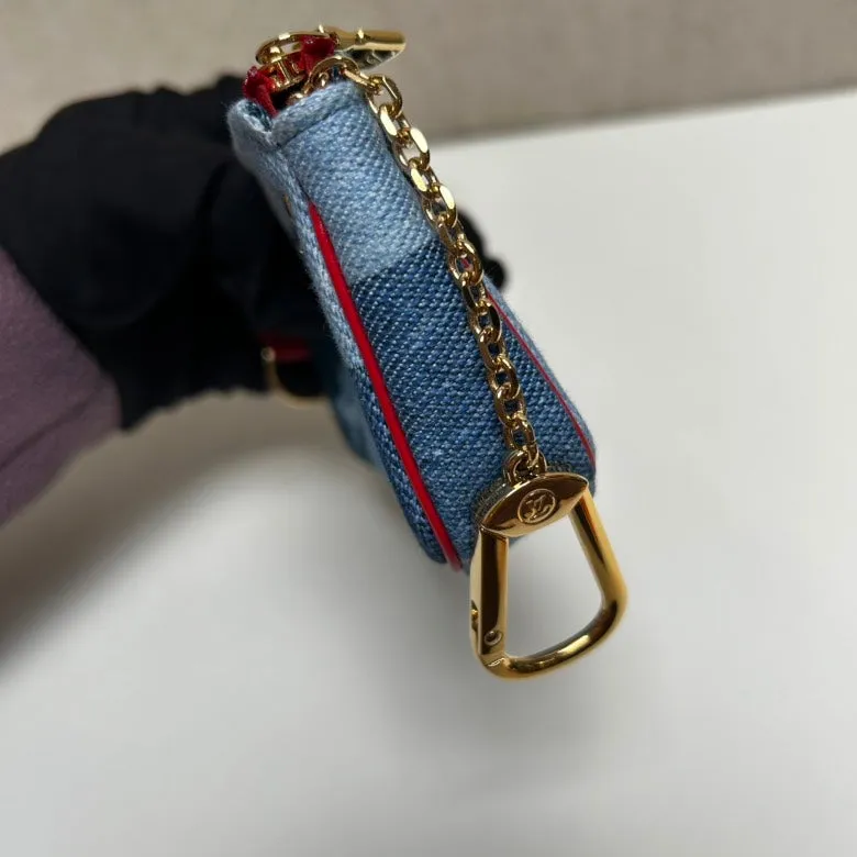 Louis Vuitton Denim Blue Monogram Pochette Accessoires Small