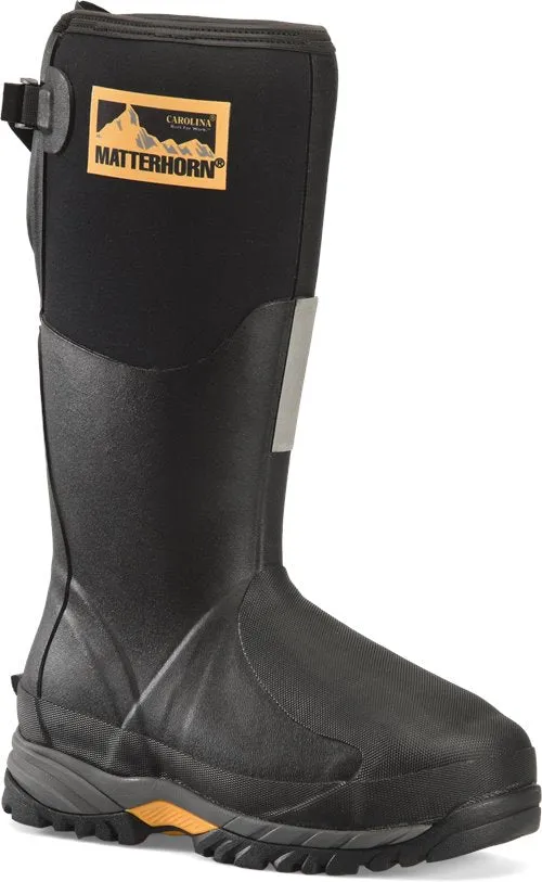 Matterhorn MT203 Mud Jumper Mens 15" Puncture-Resisting Rubber Boot w/ Steel Toe & Internal Metguard - Adjustable Quarter Opening - Black