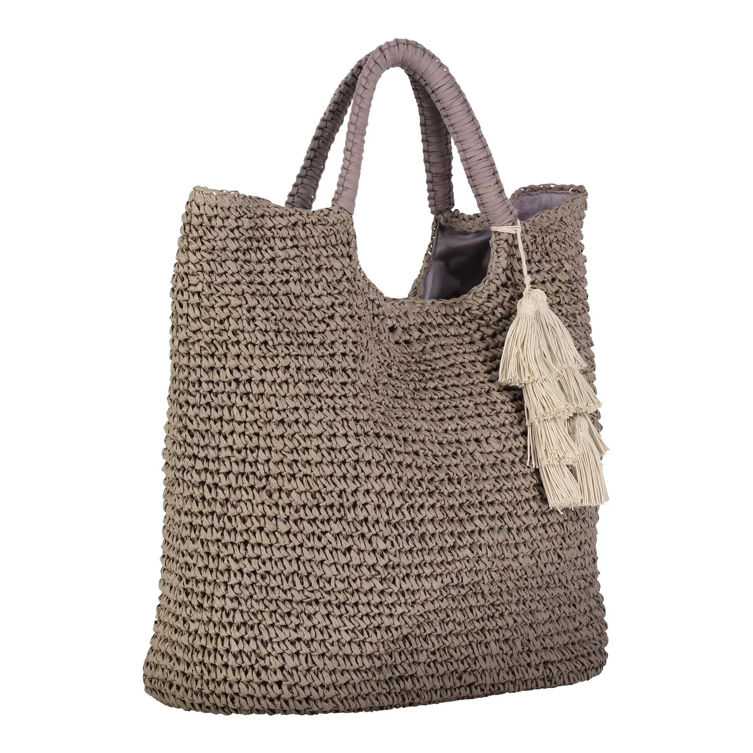 MEL -WOVEN STRAW TOTE - TAUPE