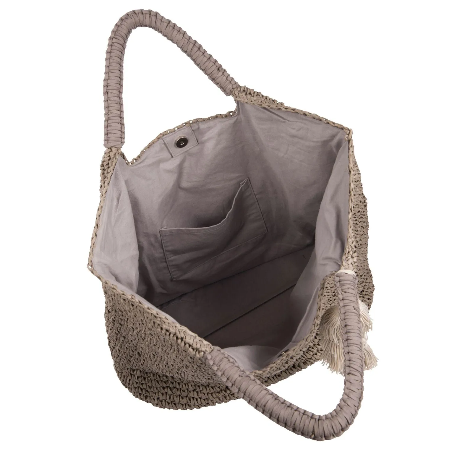 MEL -WOVEN STRAW TOTE - TAUPE
