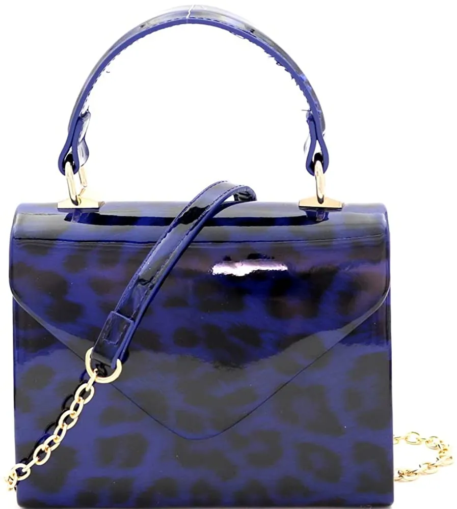 Mini Retro Neon Pink Box Flap leather Satchel Crossbody Handbag