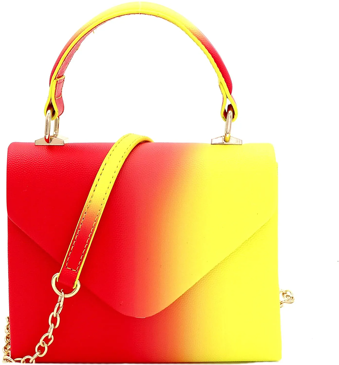 Mini Retro Neon Pink Box Flap leather Satchel Crossbody Handbag