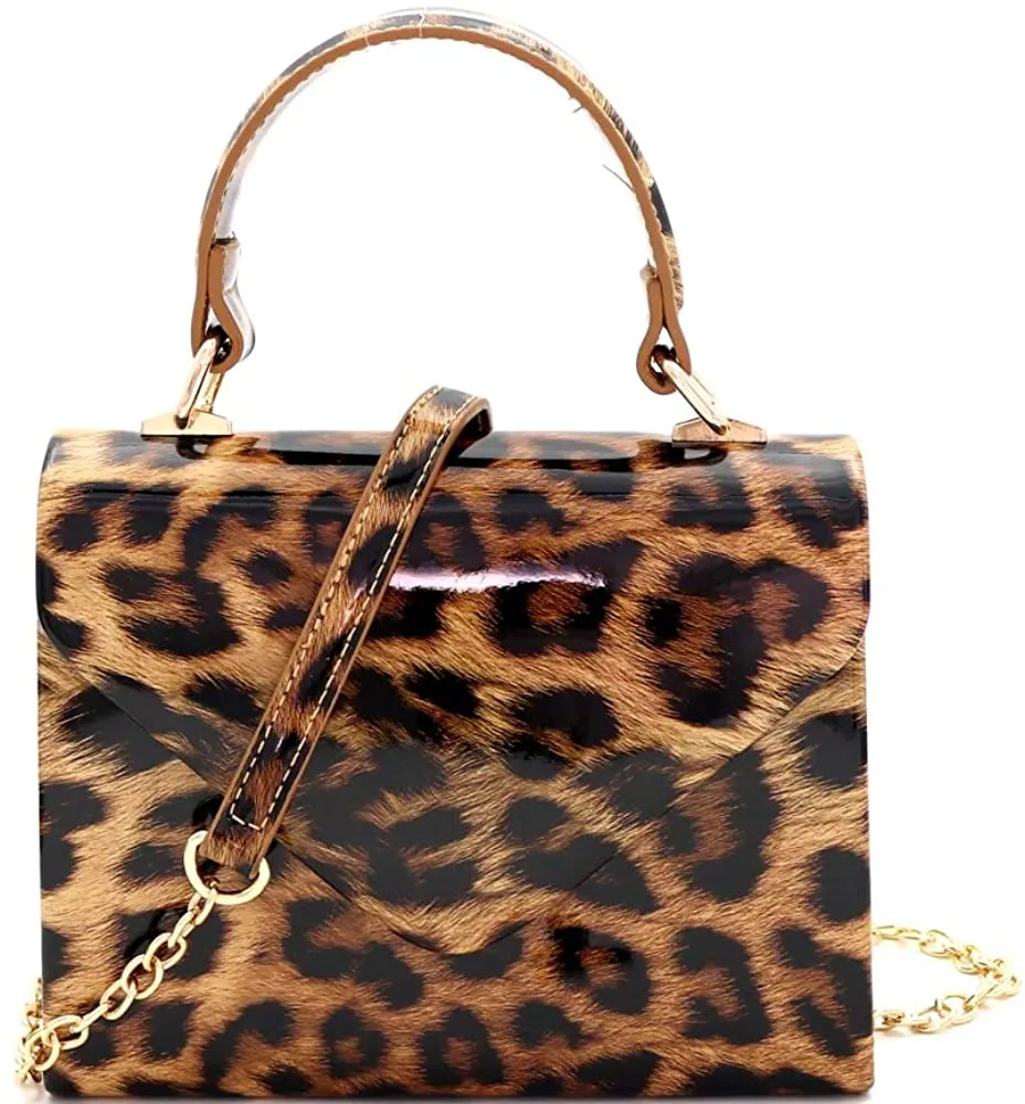 Mini Retro Neon Pink Box Flap leather Satchel Crossbody Handbag