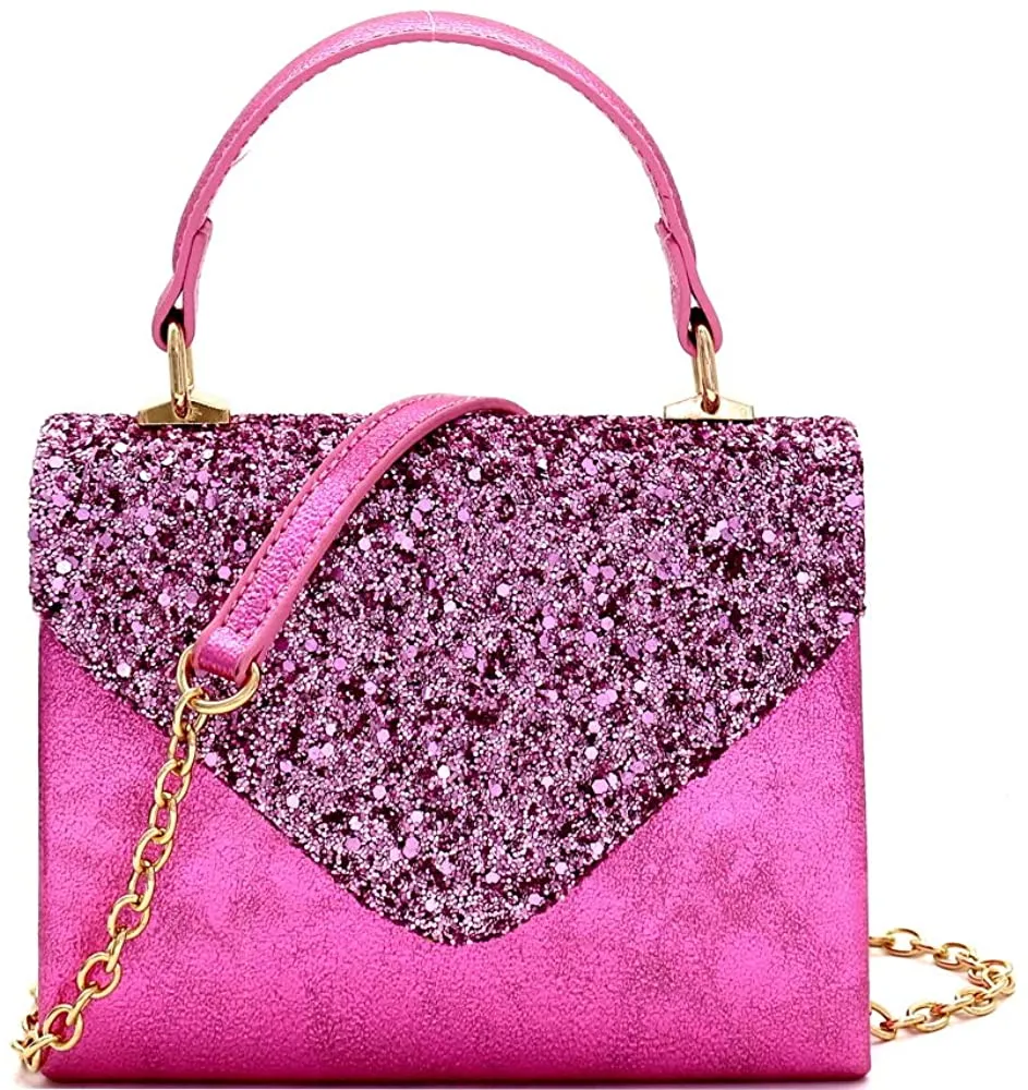 Mini Retro Neon Pink Box Flap leather Satchel Crossbody Handbag