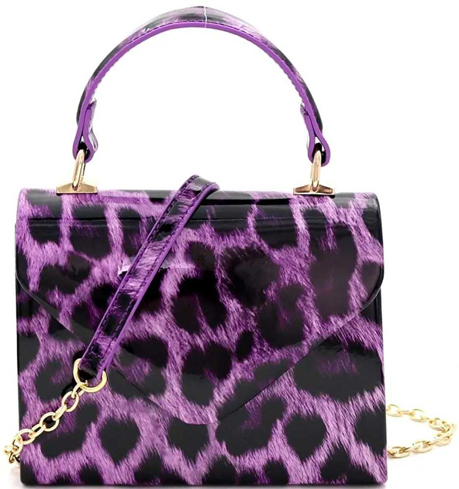 Mini Retro Neon Pink Box Flap leather Satchel Crossbody Handbag
